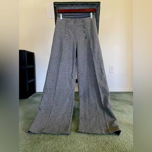 H&M Wool Blend Wide Leg Trousers with Sailor Buttons